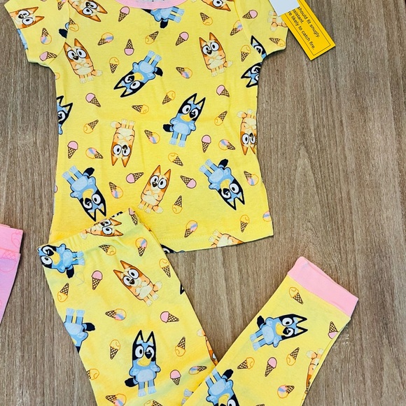 NWT! Bluey 4 pc Happiest Day Ever/ice cream pajamas/pink-yellow-girl’s size 3T - Picture 3 of 7